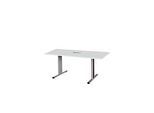 Schäfer Shop Select Besprechungstisch Planova Basic, mit Tischanschlussfeld, Rechteck, T-Fuss, B 1600 x T 800 x H 717 mm, lichtgrau/weissalu