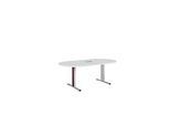 Schäfer Shop Select Besprechungstisch Planova Basic, mit Tischanschlussfeld, Oval, T-Fuss, B 2000 x T 1000 x H 717 mm, lichtgrau/weissaluminium RAL 9006