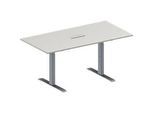 Schäfer Shop Genius Konferenztisch MODENA FLEX, 3-fach Anschluss, Rechteck, T-Fuss Rechteckrohr, B 1600 x T 800 x H 650-850 mm, lichtgrau/weissalu