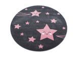 Ayyildiz , Pink, Dunkelgrau , Textil , Stern , rund , Oeko-Tex® Standard 100 , für Fußbodenheizung geeignet, schmutzabweisend, für Hausstauballergiker geeignet, lichtunempfindlich, antistatisch, pflegeleicht, strapazierfähig, leicht zusammenrollbar , Teppiche & Böden, Teppiche, Kinderteppiche