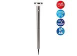 LED Solarleuchte NÄVE "Norcia", silber (silberfarben), B:12,5cm H:80cm L:12,5cm Ø:12,5cm, Leuchten, inkl. Dämmerungssensor, Bewegungsmelder, Druckschalter, LED warmweiß