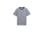 TOM TAILOR Herren Jacquard T-Shirt mit Muster, blau, Gemustert, Gr. M