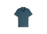 TOM TAILOR DENIM Herren Jersey Poloshirt aus Baumwolle, grün, Uni, Gr. M