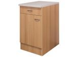 FlexWell , Buchefarben , Holzwerkstoff , 1 Fächer , 1 Schublade(n) Schubladen , einzeln stellbar , 50x85x57 cm , Made in Germany , individuell planbar , Küche, Küchenblöcke, Küchenschränke, Küchenunterschränke