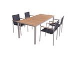 Gardenson , Naturfarben, Silberfarben, Dunkelgrau , Holz, Metall, Kunststoff , Teakholz , massiv , rechteckig , Gartenmöbel, Gartenmöbel-Sets, Gartengarnituren