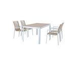 Ambia Garden , Weiß, Teakfarben , Metall , 90x74x160 cm , Grüner Punkt, Europäischer Sicherheitsstandard , UV-beständig , Gartenmöbel, Gartenmöbel-Sets, Gartengarnituren