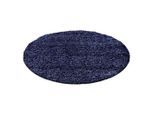 Ayyildiz , Dunkelblau , Textil , Uni , rund , Oeko-Tex® Standard 100 , für Fußbodenheizung geeignet, schmutzabweisend, für Hausstauballergiker geeignet, lichtunempfindlich, antistatisch, pflegeleicht, strapazierfähig, leicht zusammenrollbar , Teppiche & Böden, Teppiche, Hochflorteppiche, Hochflorteppiche rund