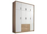 Rauch Möbel , Weiß, Sonoma Eiche , Holzwerkstoff , 7 Fächer , 3 Schublade(n) Schubladen , 185x231x56 cm , Blauer Engel, BQ - Bündnis für Qualität, Made in Germany , Schlafzimmer, Kleiderschränke, Drehtürenschränke