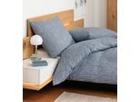 Bettwäsche JANINE "Soft-Cotton71000 0", blau, B/L: 155cm x 220cm, 1 Stk., 1 Stk., Linon, B/L: 80cm x 80cm, Linon, Obermaterial: 100% Baumwolle, Bettwäsche, Bettwäsche, mit Reissverschluss