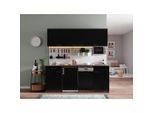 Respekta , Schwarz, Eichefarben , Holzwerkstoff , 1 Schublade(n),1 Schublade(n) Schubladen , seitenverkehrt montierbar, nur wie online abgebildet bestellbar , E , 195 cm , Made in Germany , links aufbaubar, rechts aufbaubar , Küche, Küchenblöcke, Küchenzeilen