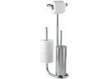 WC-Garnitur WENKO "Universalo", grau (chrom), B:20cm H:62,5cm L:23cm, Edelstahl, Reinigungsbürsten, WC-Garnitur, integrierter Toilettenpapierhalter und WC-Bürstenhalter