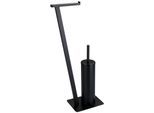 WC-Garnitur WENKO "Lirio", schwarz, B:15cm H:68,5cm L:30cm, Metall, Reinigungsbürsten, WC-Garnitur