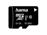 HAMA Speicherkarte "microSD Karte, Memory Fast, + Adapter/Mobile, Class 10 UHS-I", schwarz, 64 GB, Speicherkarten, Speicherkarte