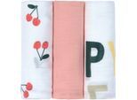 Stoffwindeln LÄSSIG "Mulltuch-Set L Happy Fruits Cherry", Baby, Gr. 3 Stk., lila, Baumwolle, Viskose, Windeln Stoffwindeln