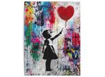 Poster REINDERS "Balloon Girl Grafitti", bunt (farbe bild(er): mehrfarbig), B:60cm H:80cm T:0,1cm, Bilder, Poster, Garten - Mehrfarbig - Leinwand - Kunst - 60x80 cm