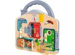Motorikbrett HAPE "Spiele-Tafel Schloss & Schlüssel", bunt, Motorikspielzeug, BabyB:29,5cm H:29cm T:6cm, Holz, Kunststoff, Polyester, Motorikbrett, mit Lichtfunktion, B:29,5cm H:29cm T:6cm