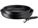 Pfannen-Set TEFAL "Ingenio Black Stone, Pfannenset abnehmbarer Griff, antihaftversiegelt", schwarz, Ø:28cm, Pfannen, Pfannen-Set, stapelbar, platzsparend, einfache Reinigung, Induktion, L39990