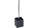 WC-Garnitur WENKO "Slate Rock", grau (anthrazit), B:10,2cm H:38cm L:10cm, Polyresin (Kunststein), Reinigungsbürsten, WC-Garnitur
