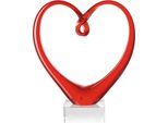 Dekofigur LEONARDO "Herzskulptur HEART 24 cm rot", rot, B:21cm H:24cm T:8cm Ø:21cm, Glas, Dekofiguren, Dekofigur