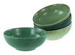 Schale CREATABLE "Nature Collection, Smoothie Bowl 4-tlg", grün (grün life), Ø:16,5cm, Steinzeug, Schüsseln, Schale, Handwerklicher Look, Vintage