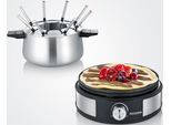 SEVERIN Elektro-Fondue "FO2471", schwarz (edelstahlfarben, schwarz), B:30cm H:25,5cm T:23,5cm, Fondues, mit Crêpesfunktion, Elektro-Fondue