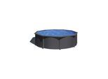 GRE GRE – Runder Stahlpool Ø 3,70 m x H 1,22 m – Anthrazitgrau, Sandfilter