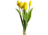 Kunstblume OTTO HOME "Tulpenbündel Holland real Touch", gelb, B:10cm H:35cm T:10cm Ø:10cm, Kunststoff, Kunstpflanzen, Kunstblume