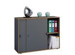 Aktenschrank VCM "Büroschrank Aktenschrank Schiebetüren Salia 2fach", schwarz (anthrazit), B:100cm T:37cm, Obermaterial: 100% Holz Wood., Schränke, Aktenschrank