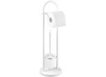 WC-Garnitur WENKO "Siena", weiß (weiß, satiniert), H:63cm L:19cm, Reinigungsbürsten, WC-Garnitur, Stand WC-Garnitur, Toilettenpapierhalter, Rollenhalter & WC-Bürste