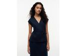 Wickelbluse TOMMY HILFIGER "ESS LINEN WRAP TIE NS VEST", Damen, Gr. 46, schwarz night navy, Web, Obermaterial: 76% Leinen, 24% Lyocell, normal, V-Ausschnitt, Blusen, Materialmix, Bindeband