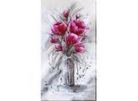 Perlen-Stickbild "Red Emerald Blume", 22 x 40 cm