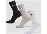 MP Unisex Crew Socks (3 Pack) - White/Black/Grey Marl - UK 12-14