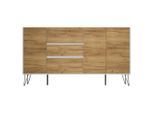 Mid.you , Eichefarben, Weiß Hochglanz , Holzwerkstoff , 3 Schublade(n) Schubladen , 177x93.6x42 cm , stehend , Kleinmöbel, Kommoden, Sideboards