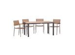 Gardenson , Anthrazit, Sandfarben, Teakfarben , Metall, Textil , 160x72x90 cm , gastro- und objekttauglich, Stühle stapelbar, platzsparend verstaubar , Gartenmöbel, Gartenmöbel-Sets, Gartengarnituren