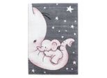 Ayyildiz , Grau, Rosa , Textil , Elefant , rechteckig , 140x200 cm , Oeko-Tex® Standard 100 , pflegeleicht ,