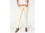 Bequeme Jeans HEINE, Damen, Gr. 24, Kurzgrößen, beige (ecru), 98% Baumwolle, 2% Elasthan, unifarben, lang, Jeans Skinny-Jeans