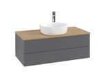 Villeroy und Boch Antao Waschtisch-Unterschrank K20151GK 100x36x50cm, Hahnloch, Waschbeckenplattenfarbe honey oak, anthracite matt lacquer