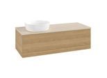 Villeroy und Boch Antao Waschtisch-Unterschrank L33013HN mit Beleuchtung, 120x36x50cm, Waschbeckenplattenfarbe botticino, honey oak