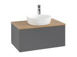 Villeroy und Boch Antao Waschtisch-Unterschrank K30051GK 80x36x50cm, Hahnloch, Waschbeckenplattenfarbe honey oak, anthracite matt lacquer