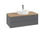 Villeroy und Boch Antao Waschtisch-Unterschrank K20051GK 100x36x50cm, Hahnloch, Waschbeckenplattenfarbe honey oak, anthracite matt lacquer