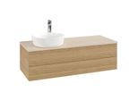 Villeroy und Boch Antao Waschtisch-Unterschrank L22153HN 120x36x50cm, Hahnloch, Waschbeckenplattenfarbe botticino, honey oak