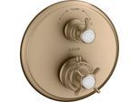 hansgrohe Fertigmontageset 16820140 UP-Thermostat, mit Ab- und Umstellventil, Kreuzgriff, brushed bronze