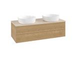 Villeroy und Boch Antao Waschtisch-Unterschrank L24013HN mit Beleuchtung, 120x36x50cm, Waschbeckenplattenfarbe botticino, honey oak