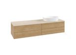 Villeroy und Boch Antao Waschtisch-Unterschrank L27113HN mit Beleuchtung mit Struktur, 160x36x50cm, Waschbeckenplattenfarbe botticino, honey oak
