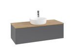 Villeroy und Boch Antao Waschtisch-Unterschrank K32051GK 120x36x50cm, Hahnloch, Waschbeckenplattenfarbe honey oak, anthracite matt lacquer