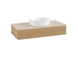 Villeroy und Boch Antao Waschtisch-Unterschrank L09113HN mit Beleuchtung mit Struktur, 100x19x50cm, Waschbeckenplattenfarbe botticino, honey oak