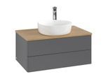 Villeroy und Boch Antao Waschtisch-Unterschrank K19051GK 80x36x50cm, Hahnloch, Waschbeckenplattenfarbe honey oak, anthracite matt lacquer