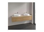 Villeroy und Boch Antao Waschtisch-Unterschrank L39053HN mit Beleuchtung, 2 Auszüge, 1600 x 360 x 500 mm, Front ohne Struktur, Honey Oak / Botticino