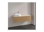 Villeroy und Boch Antao Waschtisch-Unterschrank L22113HN mit Beleuchtung, 2 Auszüge, 1200 x 360 x 500 mm, Front mit Struktur, Honey Oak / Botticino