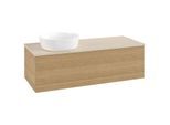 Villeroy und Boch Antao Waschtisch-Unterschrank L33113HN mit Beleuchtung mit Struktur, 120x36x50cm, Waschbeckenplattenfarbe botticino, honey oak